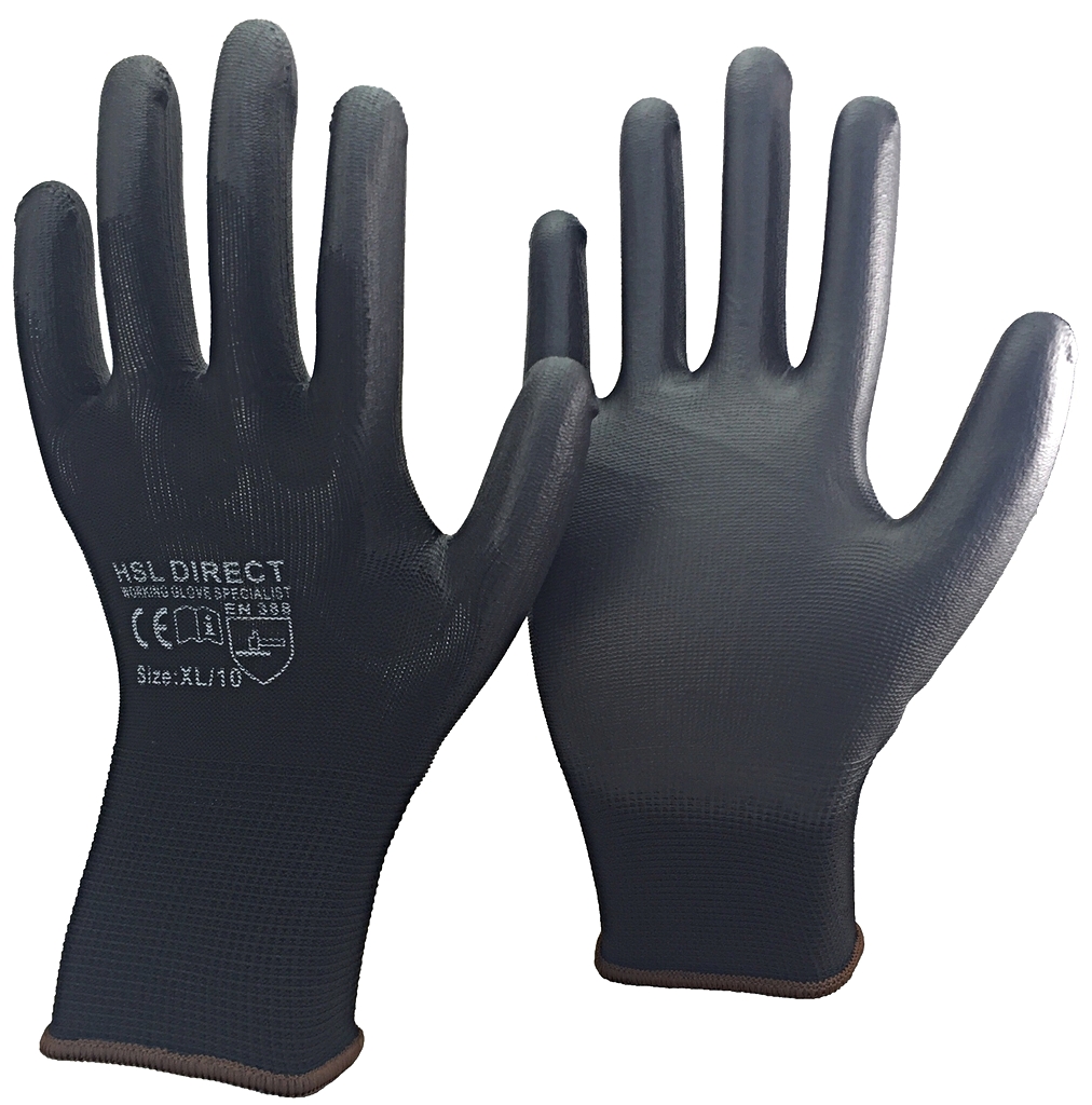 120 Pack of Thin Black Nitrile Coated Nylon PU Gloves